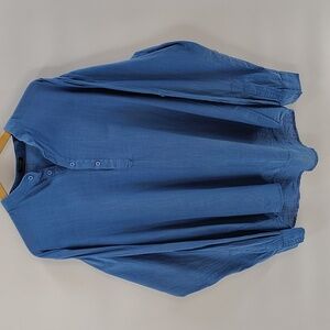 Coofandy Women’s Blue Button Front Long Sleeve Shirt Blouse Size Large
